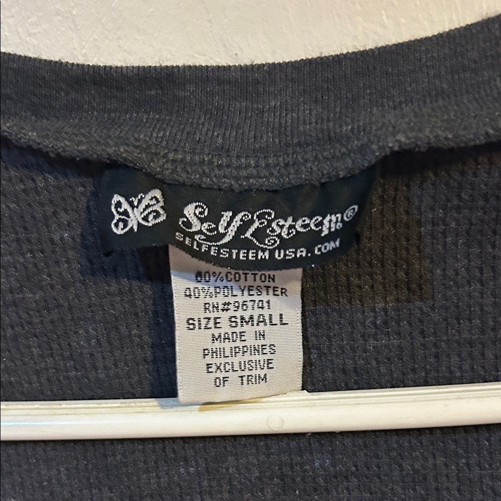 Y2K Waffle Cap Sleeve Emo Dark Gray Blue Star Pattern Top - Picture 2 of 6